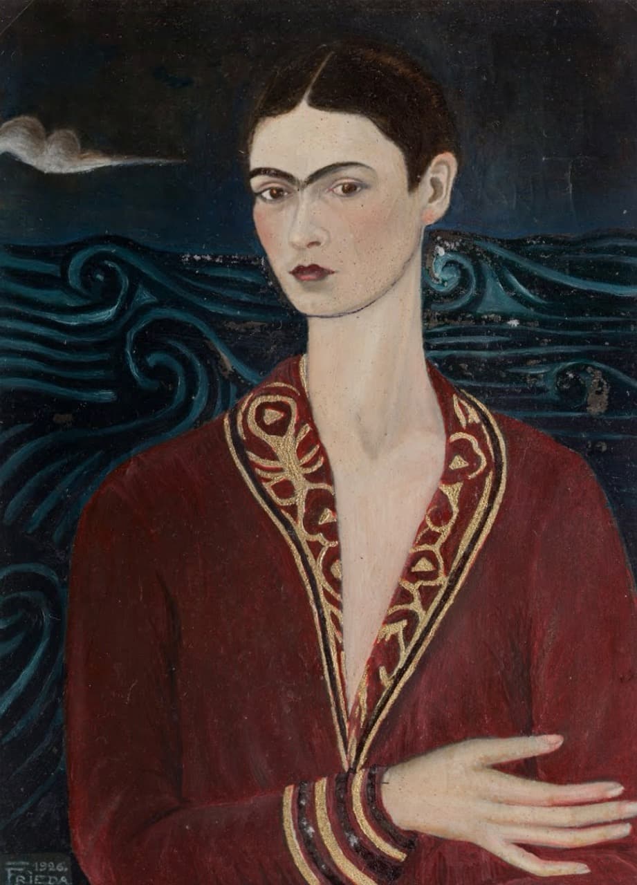 Self-portrait wearing a velvet dress-Frida Kahlo