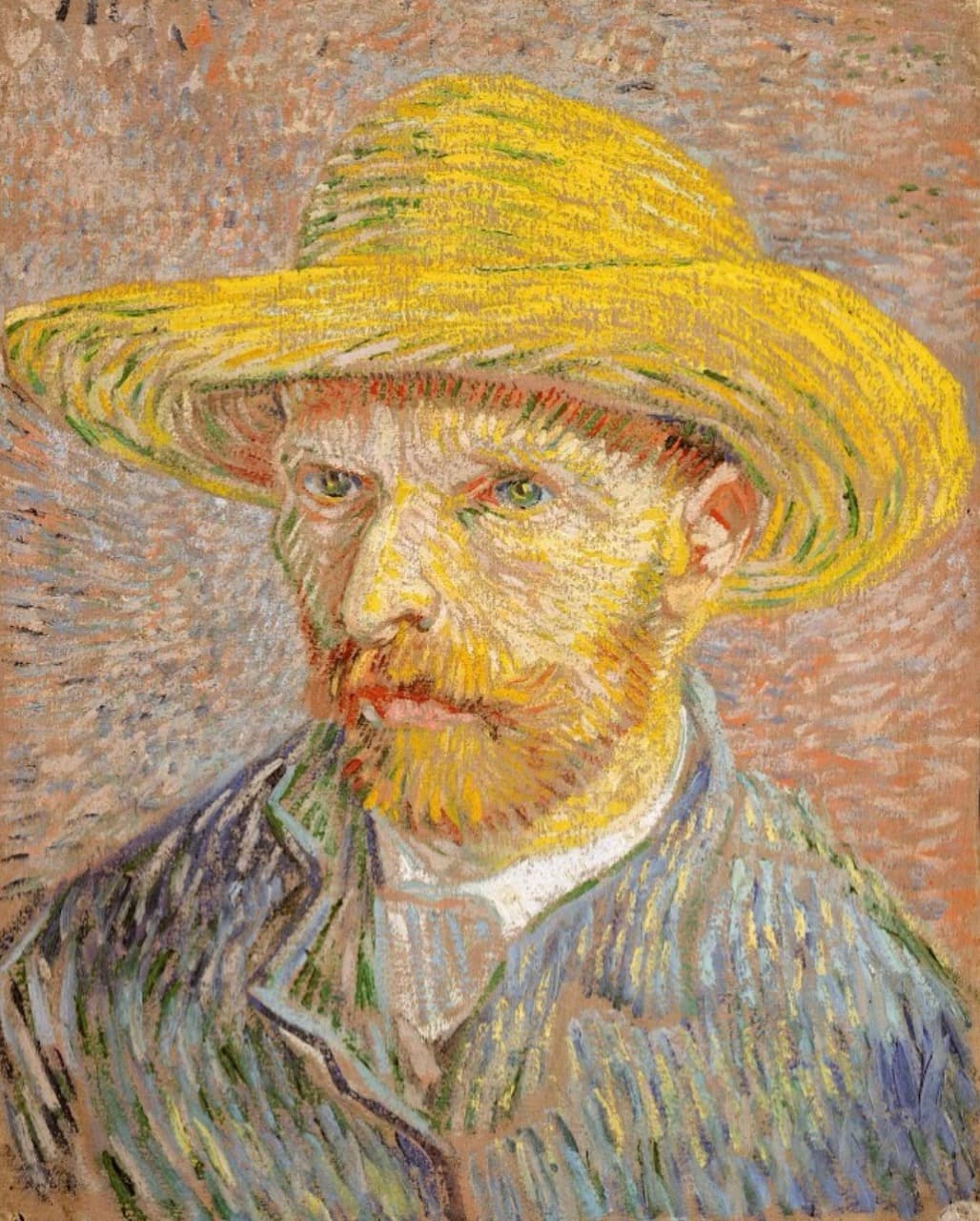 Self-Portrait with a Straw Hat (obverse-The Potato Peeler) - Van Gogh
